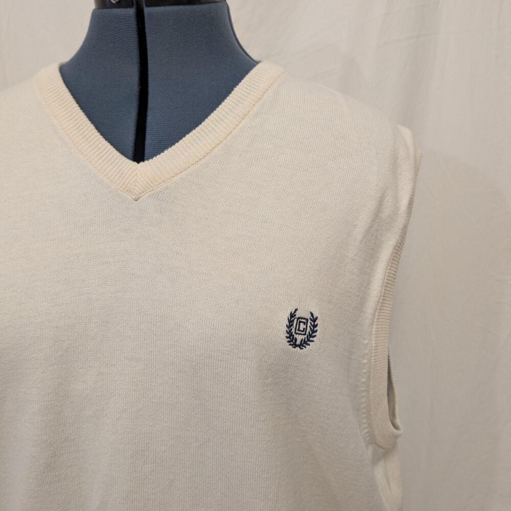 Cream White Sweater Vest 100% Cotton, Size L
